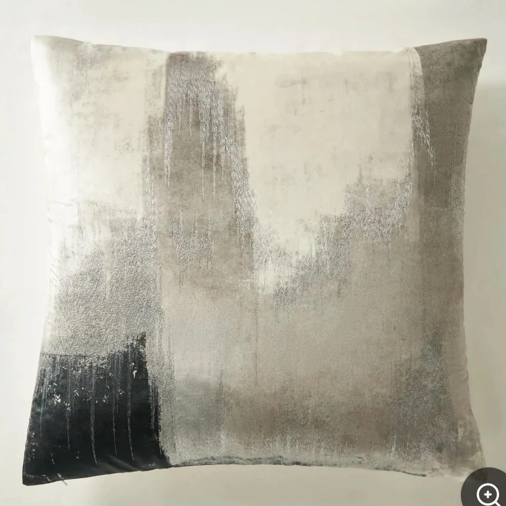 Z Gallerie Modern Silver, black, ivory 24”x24”pillow cover set of 2. - Picture 1 of 11